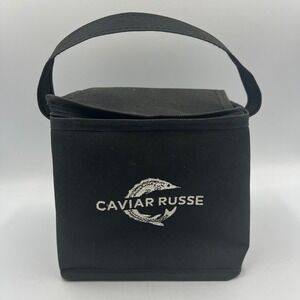 Caviar Russe Bag Black Canvas Embroidered Logo Small Travel Tote